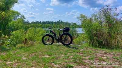 E-biker on the road in North Port, Florida